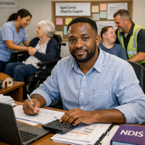 ADEC accounts officer processing invoices and reconciliations for NDIS disability and aged care support